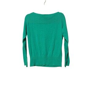 Ann Taylor Wool Cashmere Blend Boat Neck Sweater Size M Green Ribbed Neck